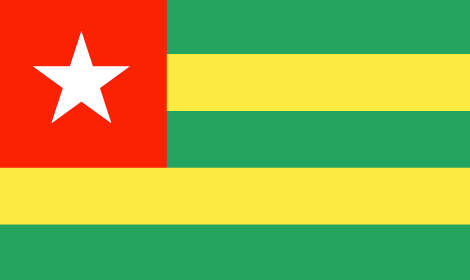 Togo : Landets flagga (Great)