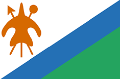 Lesotho : Landets flagga (Genomsnittlig)